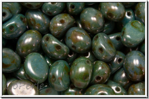 Candy-Beads�, oval, PRECIOSA, 6x8mm, white, alabaster, blue/brown marbled, 20 Stk.