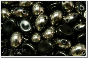 Candy-Beads�, oval, PRECIOSA, 6x8mm, black, op., half chrome, 20 Stk.