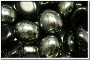 Candy-Beads�, oval, PRECIOSA, 10x12mm, black, op., half chrome, 10 Stk.