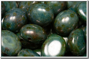 Candy-Beads�, oval, PRECIOSA, 10x12mm, white, alabaster, blue/brown marbled, 10 Stk.