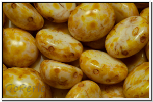 Candy-Beads�, oval, PRECIOSA, 10x12mm, white, alabaster, picasso, 10 Stk.