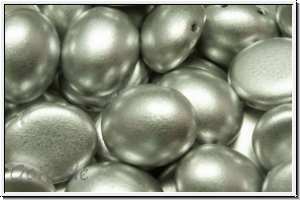 Candy-Beads�, oval, PRECIOSA, 10x12mm, silver, met., satin, 10 Stk.