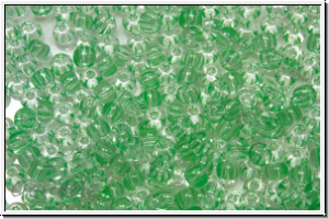 PR-11-00851, PRECIOSA Rocailles, 11/0, crystal, trans., 10 green stripes, 20g