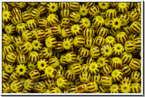 PR-11-83501, PRECIOSA Rocailles, 11/0, yellow, op., 10 black stripes, 20g