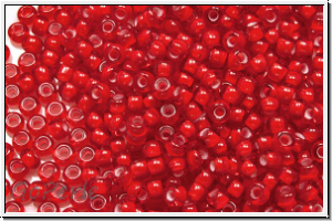 PR-11-95076, PRECIOSA Rocailles, 11/0, siam, lt., trans., white-ld., 20g