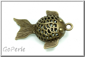 Anh�nger "Lucky Fish" (Statement), 53x36x14,5, antikmessingfb., Metall, 1 Stk.