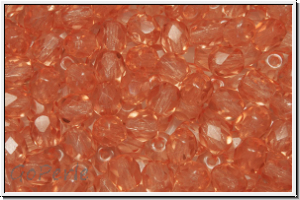 B�hm. Glasschliffperle, PRECIOSA, feuerpol., 4mm, crystal, trans., papaya (dyed), 50 Stk.