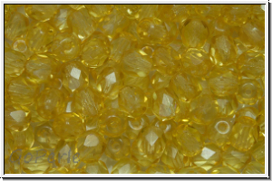 B�hm. Glasschliffperle, PRECIOSA, feuerpol., 4mm, crystal, trans., sunflower (dyed), 50 Stk.