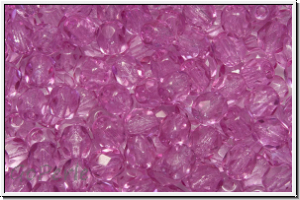 B�hm. Glasschliffperle, PRECIOSA, feuerpol., 4mm, crystal, trans., rose (dyed), 50 Stk.