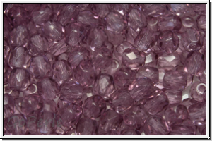 B�hm. Glasschliffperle, PRECIOSA, feuerpol., 4mm, crystal, trans., mauve (dyed), 50 Stk.