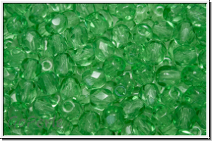 B�hm. Glasschliffperle, PRECIOSA, feuerpol., 4mm, crystal, trans., grass (dyed), 50 Stk.