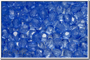 B�hm. Glasschliffperle, PRECIOSA, feuerpol., 4mm, crystal, trans., sapphire (dyed), 50 Stk.