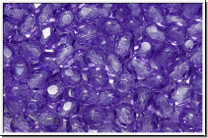 B�hm. Glasschliffperle, PRECIOSA, feuerpol., 4mm, crystal, trans., lavender (dyed), 50 Stk.