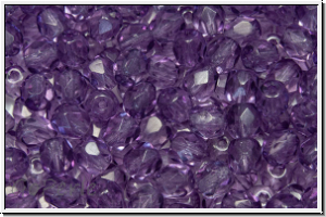 B�hm. Glasschliffperle, PRECIOSA, feuerpol., 4mm, crystal, trans., eggplant (dyed), 50 Stk.