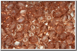 B�hm. Glasschliffperle, PRECIOSA, feuerpol., 4mm, crystal, trans., sandalwood (dyed), 50 Stk.