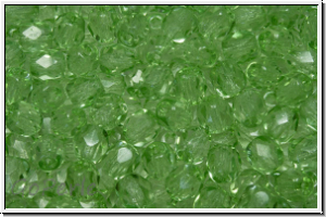 B�hm. Glasschliffperle, PRECIOSA, feuerpol., 4mm, crystal, trans., lime (dyed), 50 Stk.