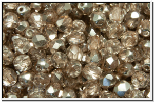 B�hm. Glasschliffperle, PRECIOSA, feuerpol., 4mm, crystal, trans., half labrador solgel gold, 50 Stk.