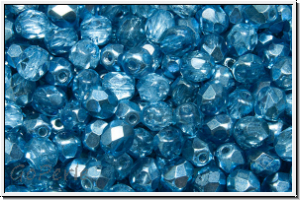 B�hm. Glasschliffperle, PRECIOSA, feuerpol., 4mm, crystal, trans., half labrador solgel blue, 50 Stk.