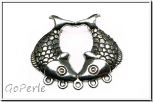 Anh�nger "Kissing Fishes" (Statement), 45x50x10mm, antiksilberfb., Metall, 1 Stk.