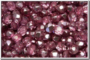 B�hm. Glasschliffperle, PRECIOSA, feuerpol., 4mm, crystal, trans., half labrador solgel pink, 50 Stk.