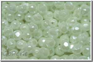 B�hm. Glasschliffperle, PRECIOSA, feuerpol., 4mm, green, delicate, op., white iris. sfinx, 50 Stk.