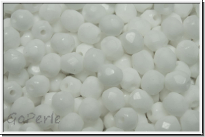 B�hm. Glasschliffperle, PRECIOSA, feuerpol., 4mm, white, alabaster, 50 Stk.