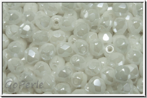 B�hm. Glasschliffperle, PRECIOSA, feuerpol., 4mm, white, alabaster, white iris. sfinx, 50 Stk.