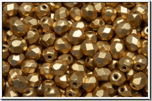 B�hm. Glasschliffperle, PRECIOSA, feuerpol., 4mm, gold, met., satin, 50 Stk.