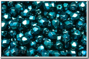 B�hm. Glasschliffperle, PRECIOSA, feuerpol., 4mm, black, op., aqua pearl, 50 Stk.