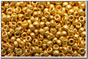 RR-15-0191f, MIYUKI Rocailles, 15/0, 24K gold plated, met., matte, 1g (Kleinere Menge!)