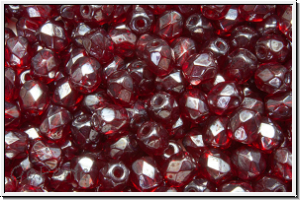 B�hm. Glasschliffperle, feuerpol., 4mm, garnet, lt., trans., luster, 50 Stk.