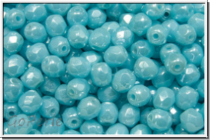 B�hm. Glasschliffperle, feuerpol., 4mm, aqua, lt., op., luster, 50 Stk.