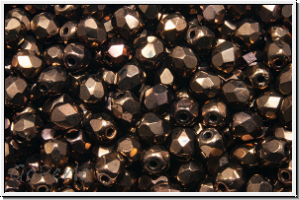 B�hm. Glasschliffperle, feuerpol., 4mm, chocolate, met., 50 Stk.
