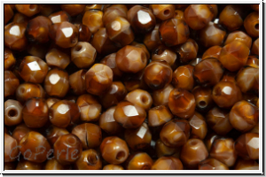 B�hm. Glasschliffperle, feuerpol., 4mm, brown, moonlight, 50 Stk.