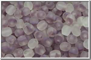 B�hm. Glasschliffperle, feuerpol., 4mm, lila/crystal, trans., moonlight, matte, 50 Stk.