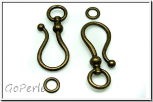 Haken/�se-Verschluss "Jumbo", 37x18mm, antikmessingfb., Tibetsilber, 1 Stk.