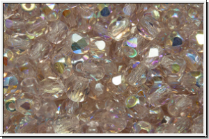 B�hm. Glasschliffperle, feuerpol., 4mm, amethyst, pale, trans., AB, 50 Stk.
