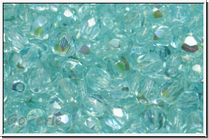 B�hm. Glasschliffperle, feuerpol., 4mm, aqua, lt., trans., AB, 50 Stk.