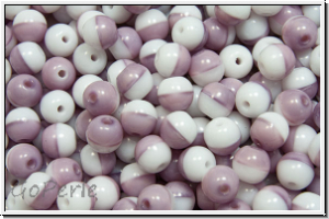 b�hm. Glasperle, rund, 4mm, white/violet, op., 50 Stk.