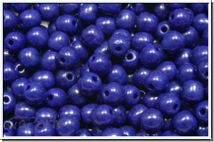 b�hm. Glasperle, rund, 4mm, blue, dk., op., 50 Stk.
