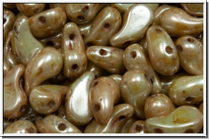 ZoliDuo�-Beads, 5x8mm, right, white, alabaster, green glaze, 25 Stk.