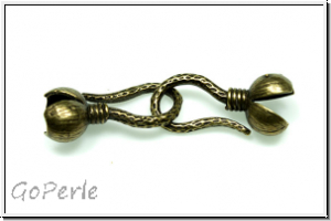 Haken/Haken-Verschluss "Kordel", 23x12mm, antikmessingfb., Metall, 1 Paar