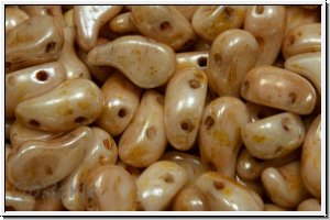 ZoliDuo�-Beads, 5x8mm, left, white, alabaster, white glaze, 25 Stk.