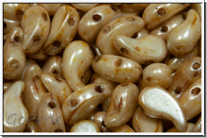 ZoliDuo�-Beads, 5x8mm, right, white, alabaster, white glaze, 25 Stk.