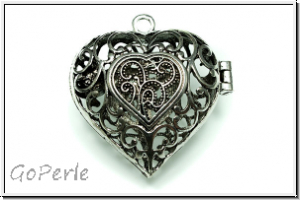 Anh�nger "Herz 3D" (Statement), 35x52x24mm, antiksilberfb., Metall, 1 Stk.