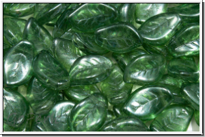 Bl�tter, 9x14mm, gewellt, side-drilled, crystal, trans., seafoam luster, 10 Stk.