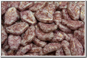 Bl�tter, 9x14mm, gewellt, side-drilled, white, op., lila marbled, 10 Stk.