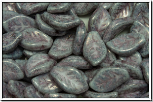 Bl�tter, 9x14mm, gewellt, side-drilled, white, op., lavender marbled, 10 Stk.