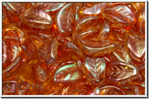 Bl�tter, 9x14mm, gewellt, side-drilled, crystal, trans., half copper luster, 10 Stk.