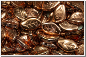 Bl�tter, 9x14mm, gewellt, side-drilled, crystal, trans., full capri gold, 10 Stk.